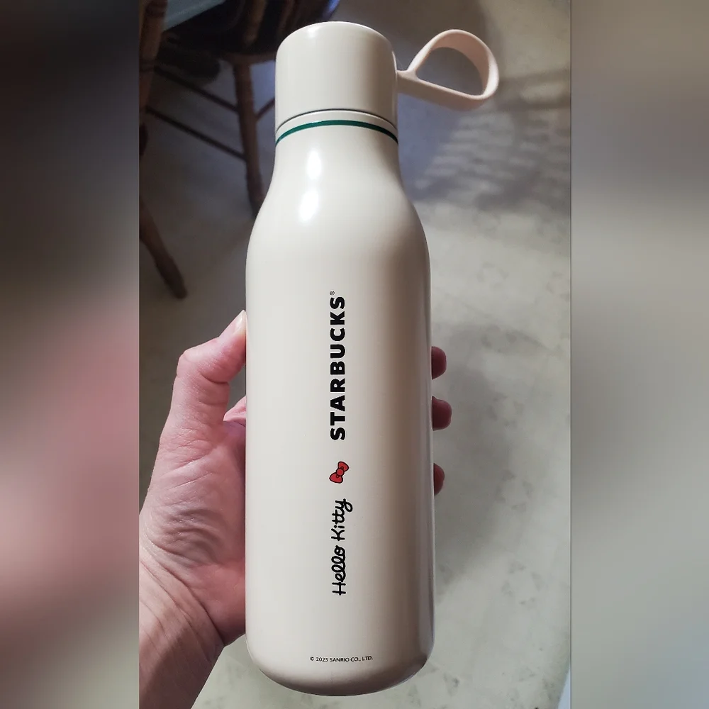 Hello Kitty X Starbucks Collab Cream Water Bottle, 20 Ounce, NWOT - Picture 3 of 8